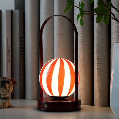 Zeitgenössische kreative Glasball-Schirm Eisen LED tragbare Tischlampe Nachtlicht für das Schlafzimmer 