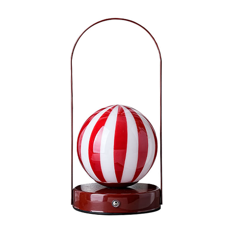 Contemporary Creative Glass Ball Shade Iron LED Portable Table Lamp Night Light For Bedroom