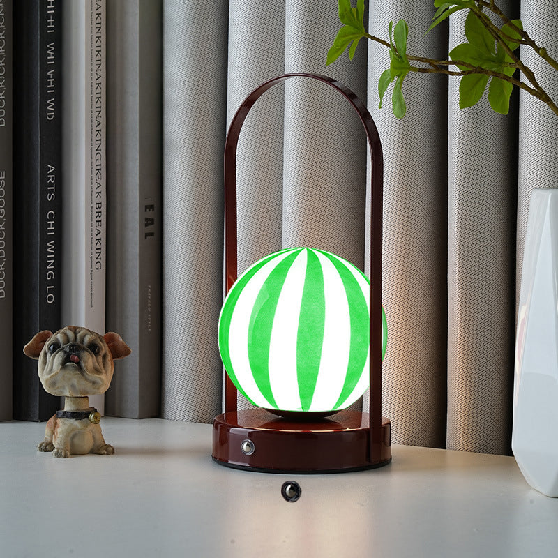 Contemporary Creative Glass Ball Shade Iron LED Portable Table Lamp Night Light For Bedroom