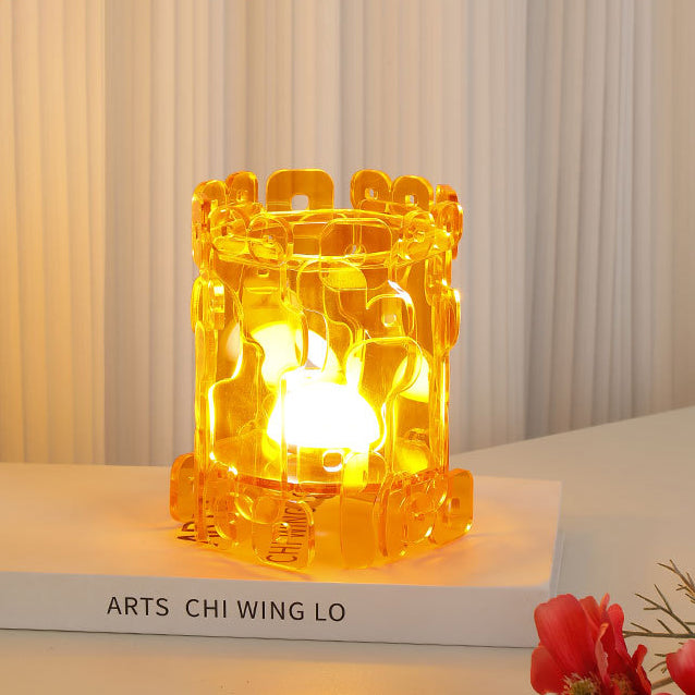 Contemporary Simplicity Hollow Out Acrylic Round LED Table Lamp Night Light For Bedroom
