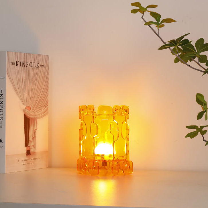 Zeitgenössische Einfachheit Hohl Acryl Runde LED Tischlampe Nachtlicht Für Schlafzimmer 