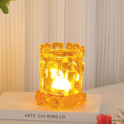 Contemporary Simplicity Hollow Out Acrylic Round LED Table Lamp Night Light For Bedroom