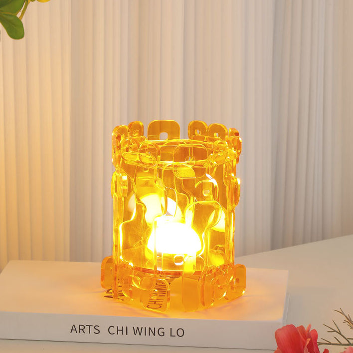 Contemporary Simplicity Hollow Out Acrylic Round LED Table Lamp Night Light For Bedroom