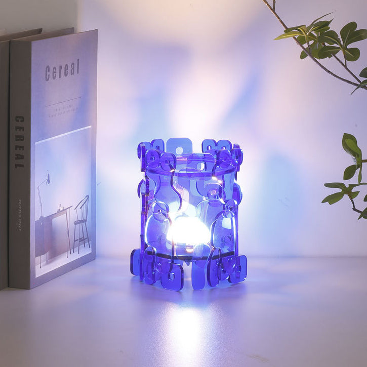 Contemporary Simplicity Hollow Out Acrylic Round LED Table Lamp Night Light For Bedroom