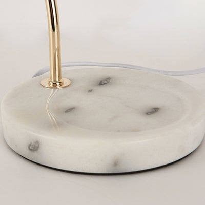 Pantalla de vidrio de flor europea tradicional, hardware de mármol, lámpara de mesa de 1 luz con cera derretida para mesita de noche 