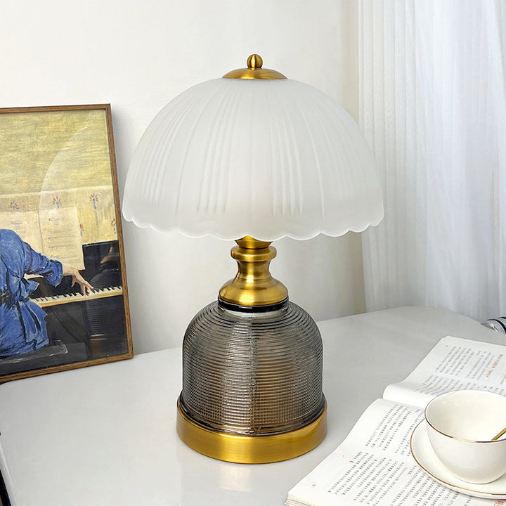 Modern Transitional Frosted Glass Dome Shade Hardware 1-Light Table Lamp For Study