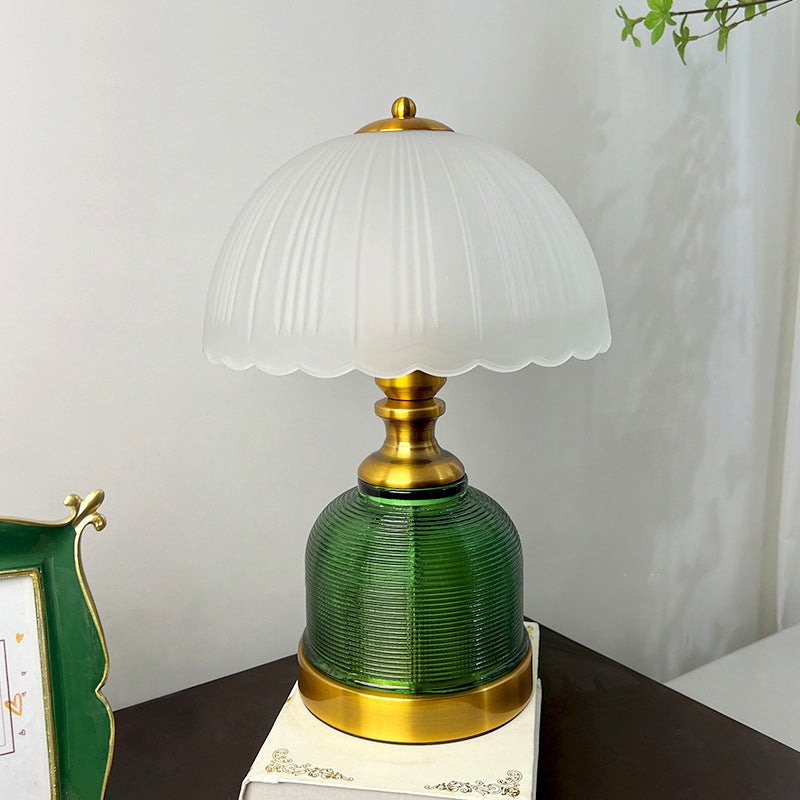 Modern Transitional Frosted Glass Dome Shade Hardware 1-Light Table Lamp For Study
