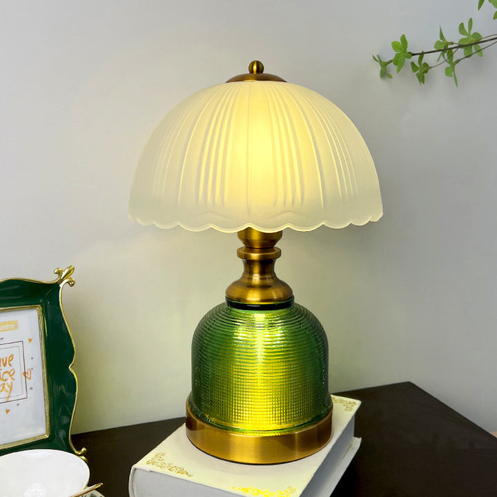 Modern Transitional Frosted Glass Dome Shade Hardware 1-Light Table Lamp For Study