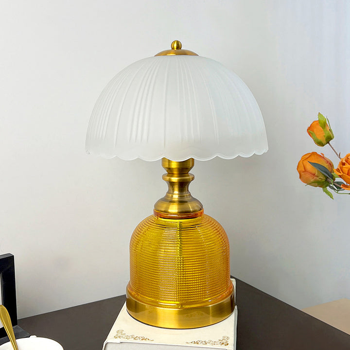 Modern Transitional Frosted Glass Dome Shade Hardware 1-Light Table Lamp For Study