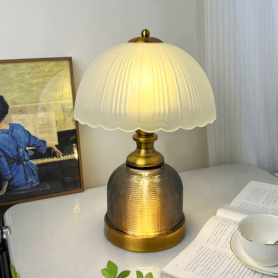 Moderne Übergangslampe mit gefrostetem Glasschirm im Kuppeldesign, 1-Licht Tischlampe für das Arbeitszimmer 