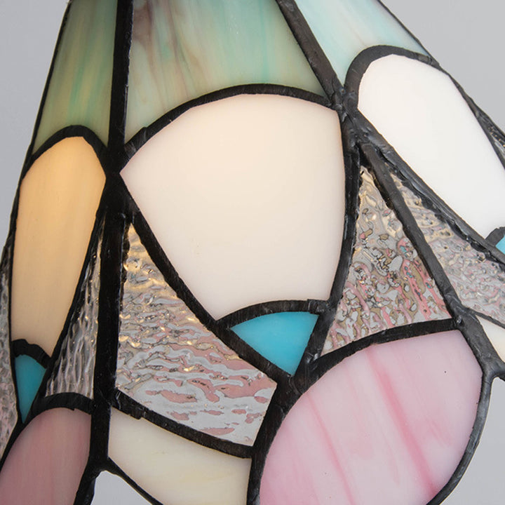 Abat-jour conique en verre teinté à motif floral traditionnel Tiffany en laiton, suspension à 1 lumière pour salon 