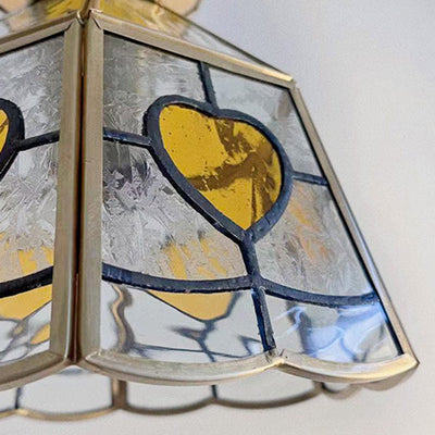 Cadre en laiton japonais traditionnel avec verre ondulé dépoli en forme de pétale, suspension à 1 lumière pour le salon 