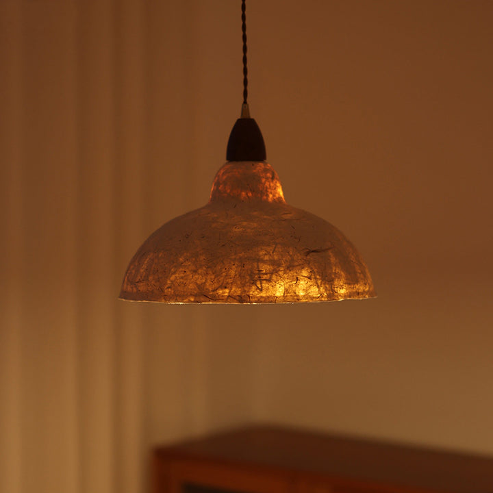 Traditional Japanese Octagonal Hand-painted Bamboo And Bird Design Xuan Paper Shade 1-Light Pendant Light For Living Room