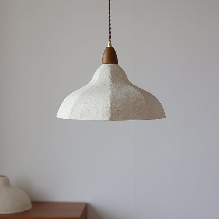 Abat-jour en papier Xuan octogonal traditionnel japonais peint à la main avec motif de bambou et oiseau, suspension à une lumière pour salon 
