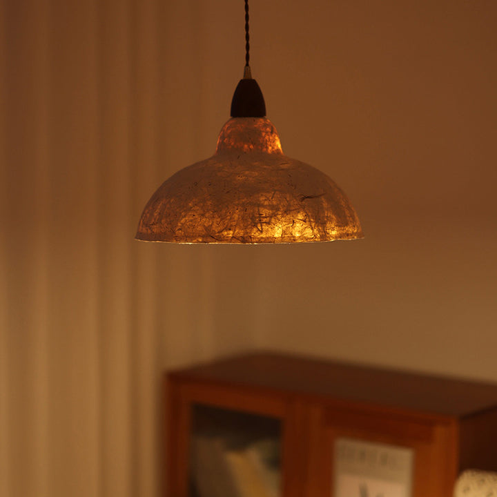 Traditional Japanese Octagonal Hand-painted Bamboo And Bird Design Xuan Paper Shade 1-Light Pendant Light For Living Room