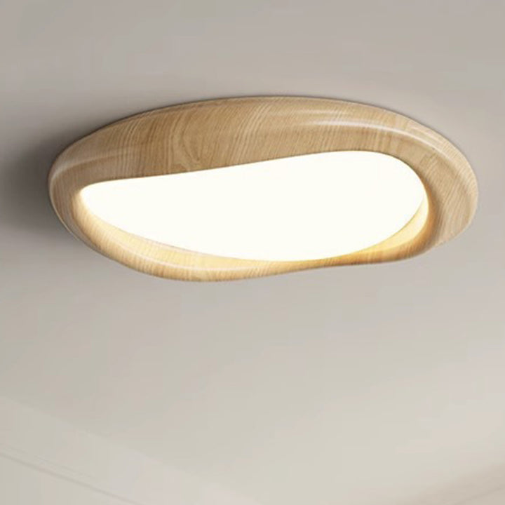 Luz de techo empotrada LED moderna minimalista con pantalla de círculo de iceberg de hierro y veta de madera para dormitorio 