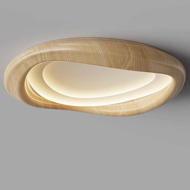 Luz de techo empotrada LED moderna minimalista con pantalla de círculo de iceberg de hierro y veta de madera para dormitorio 