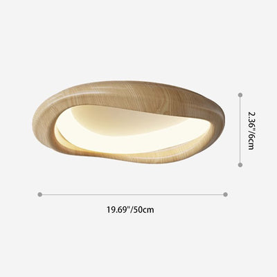 Plafonnier LED moderne minimaliste en forme de cercle iceberg avec abat-jour en grain de bois et fer pour chambre à coucher 