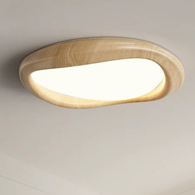 Plafonnier LED moderne minimaliste en forme de cercle iceberg avec abat-jour en grain de bois et fer pour chambre à coucher 