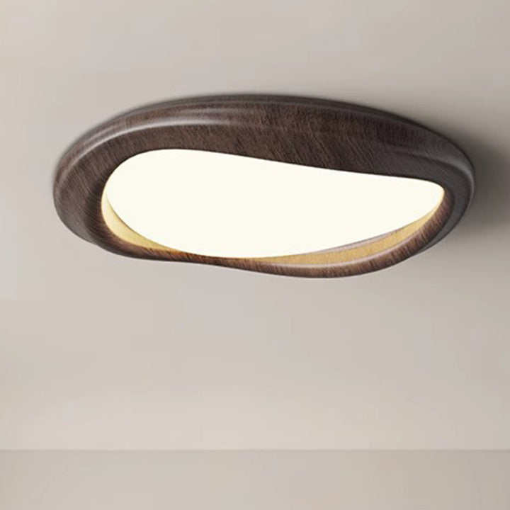 Luz de techo empotrada LED moderna minimalista con pantalla de círculo de iceberg de hierro y veta de madera para dormitorio 