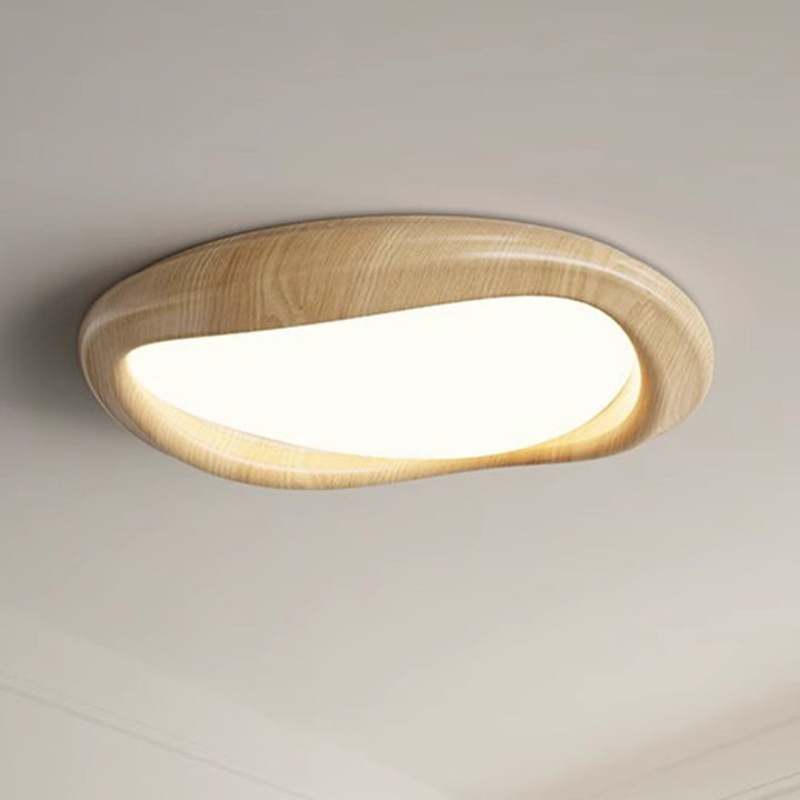 Luz de techo empotrada LED moderna minimalista con pantalla de círculo de iceberg de hierro y veta de madera para dormitorio 