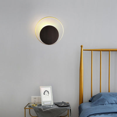 Moderne Mid-Century Vollkupfer Geometrischer Kreis Ring 1-Licht Wandlampe Für Wohnzimmer 