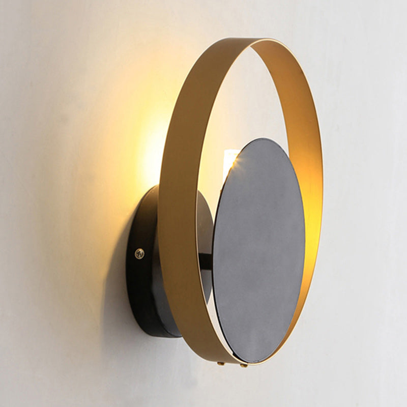 Moderne Mid-Century Vollkupfer Geometrischer Kreis Ring 1-Licht Wandlampe Für Wohnzimmer 
