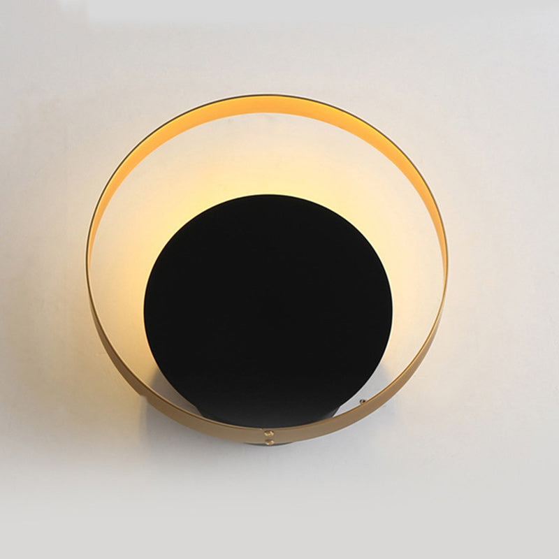 Moderne Mid-Century Vollkupfer Geometrischer Kreis Ring 1-Licht Wandlampe Für Wohnzimmer 