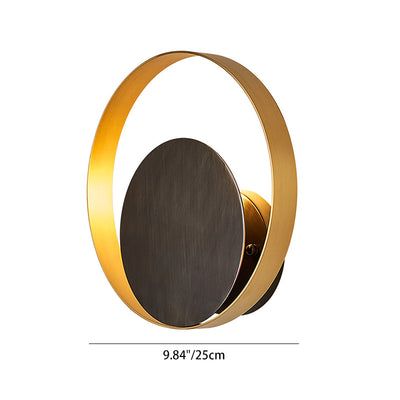 Moderne Mid-Century Vollkupfer Geometrischer Kreis Ring 1-Licht Wandlampe Für Wohnzimmer 