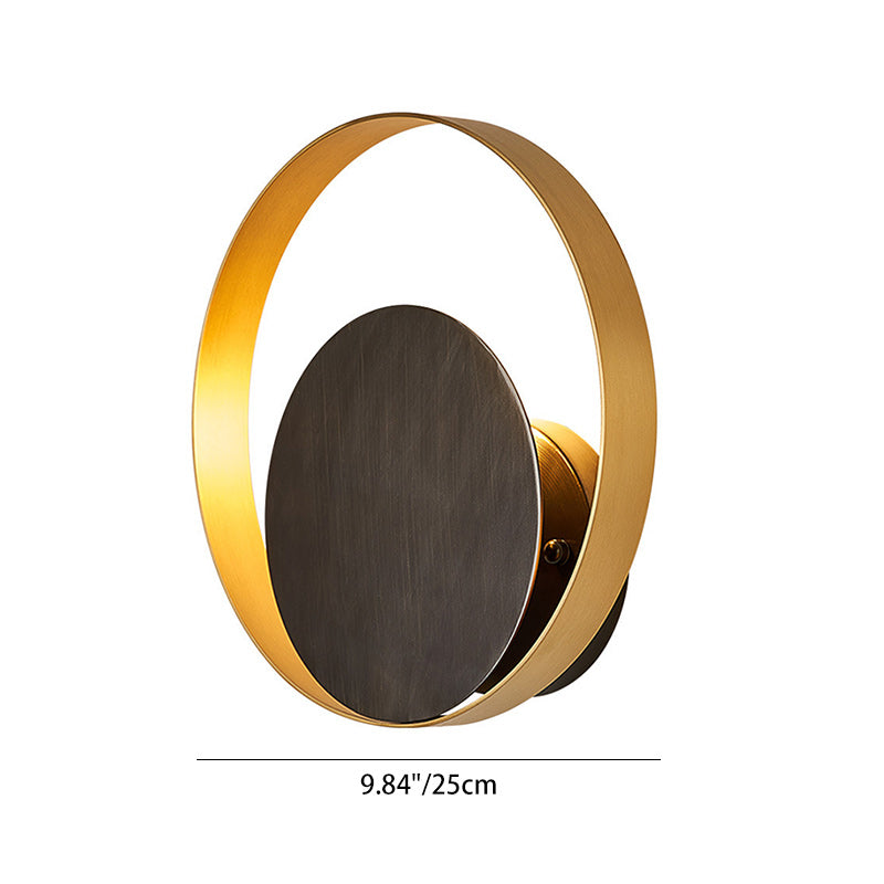 Moderne Mid-Century Vollkupfer Geometrischer Kreis Ring 1-Licht Wandlampe Für Wohnzimmer 