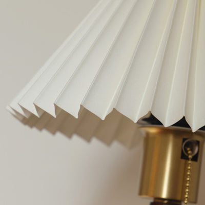 Traditional French PVC Pleated Tapered Shade Solid Wood Brass 1-Light Wall Sconce Lamp For Living Room
