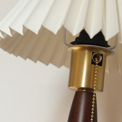 Traditional French PVC Pleated Tapered Shade Solid Wood Brass 1-Light Wall Sconce Lamp For Living Room