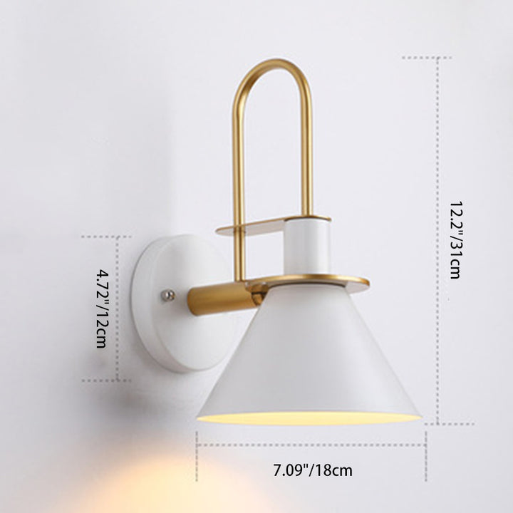Lampe murale contemporaine scandinave à abat-jour conique géométrique en fer 1 lumière pour salon 