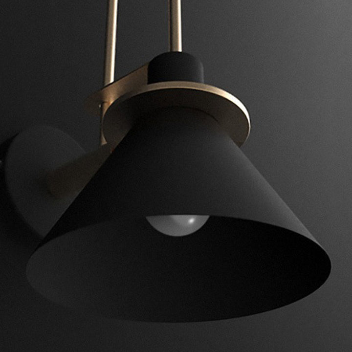 Lampe murale contemporaine scandinave à abat-jour conique géométrique en fer 1 lumière pour salon 