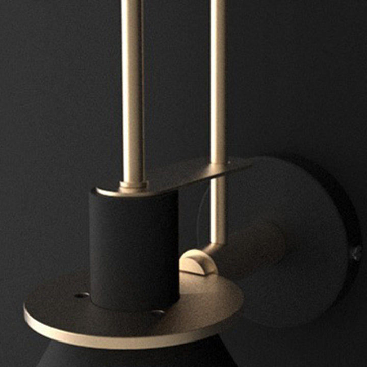 Lampe murale contemporaine scandinave à abat-jour conique géométrique en fer 1 lumière pour salon 