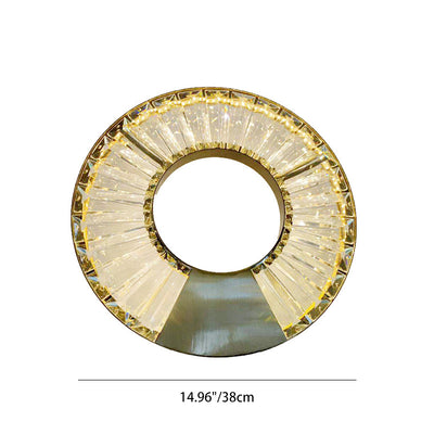 Moderno ecléctico anillo de círculo de acero inoxidable deslumbrante cristal LED aplique de pared lámpara para dormitorio 