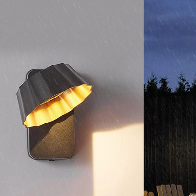 Applique murale LED étanche pour extérieur avec abat-jour rond plissé en aluminium industriel contemporain pour jardin 