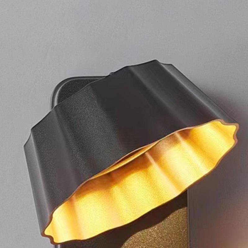 Applique murale LED étanche pour extérieur avec abat-jour rond plissé en aluminium industriel contemporain pour jardin 