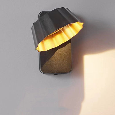 Applique murale LED étanche pour extérieur avec abat-jour rond plissé en aluminium industriel contemporain pour jardin 