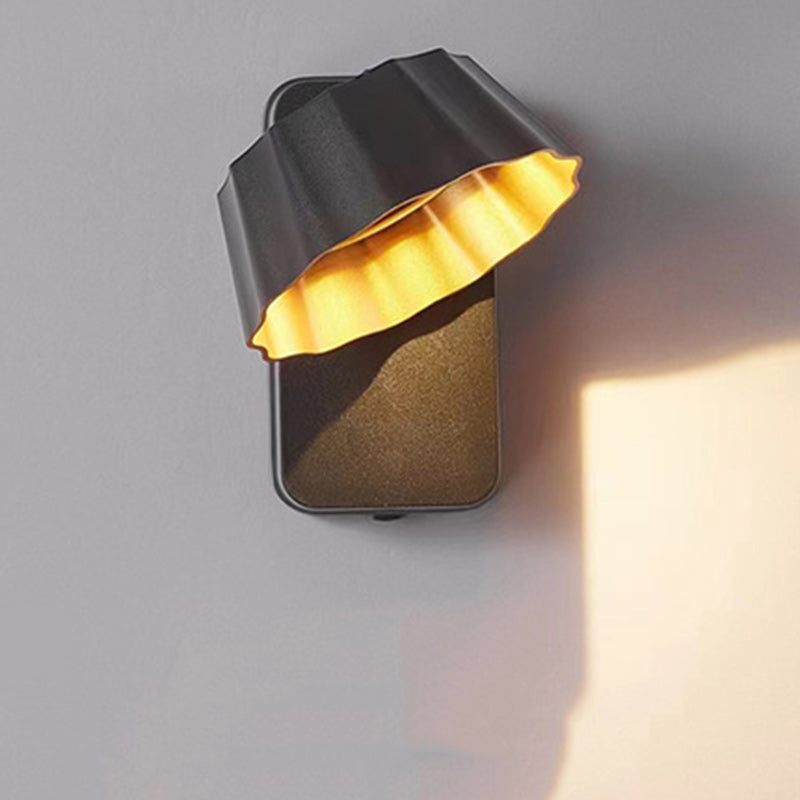 Applique murale LED étanche pour extérieur avec abat-jour rond plissé en aluminium industriel contemporain pour jardin 