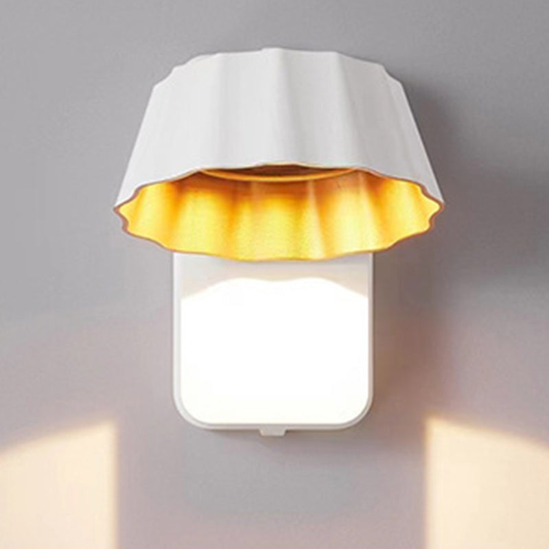 Applique murale LED étanche pour extérieur avec abat-jour rond plissé en aluminium industriel contemporain pour jardin 