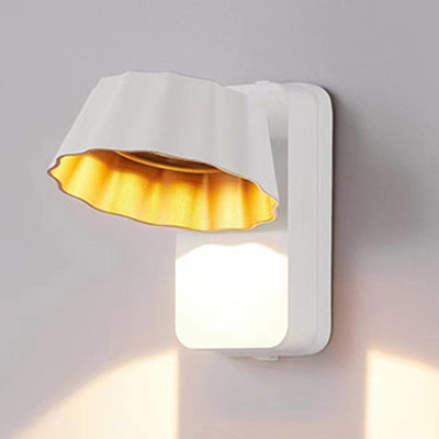 Applique murale LED étanche pour extérieur avec abat-jour rond plissé en aluminium industriel contemporain pour jardin 