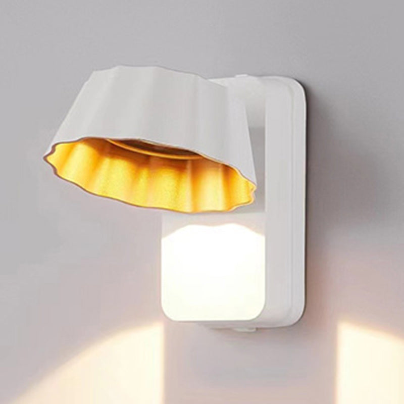 Applique murale LED étanche pour extérieur avec abat-jour rond plissé en aluminium industriel contemporain pour jardin 