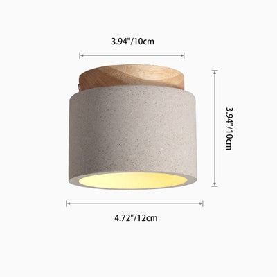 Moderner minimalistischer Zement-Terrazzo-Textur-Zylinder 1-Licht Halbeinbau-Deckenleuchte für Wohnzimmer 
