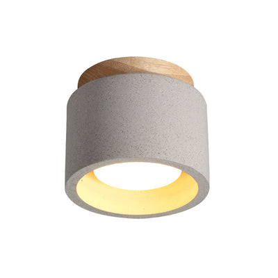 Moderner minimalistischer Zement-Terrazzo-Textur-Zylinder 1-Licht Halbeinbau-Deckenleuchte für Wohnzimmer 