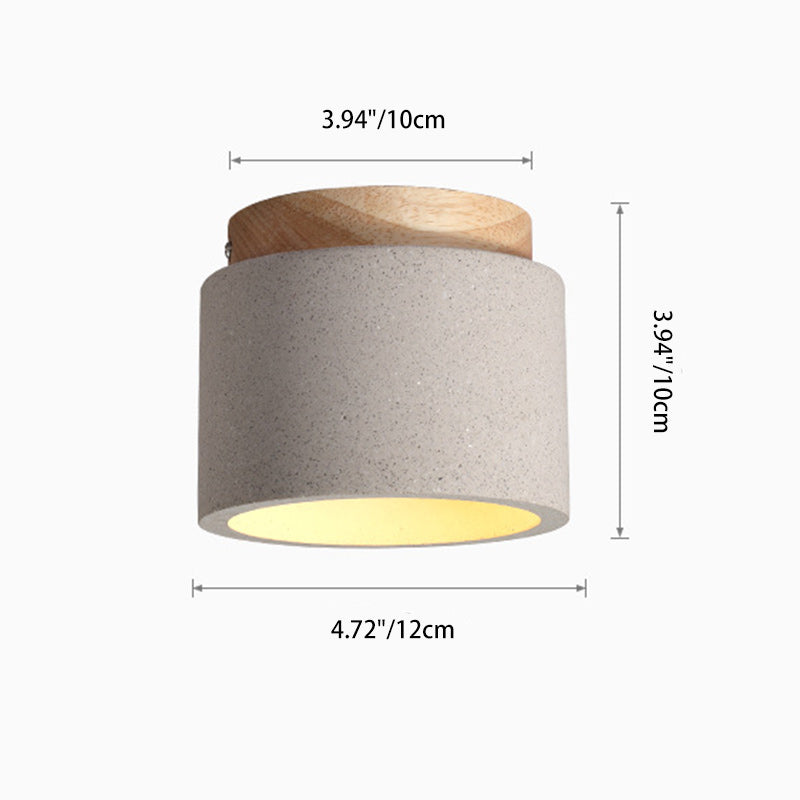 Moderner minimalistischer Zement-Terrazzo-Textur-Zylinder 1-Licht Halbeinbau-Deckenleuchte für Wohnzimmer 