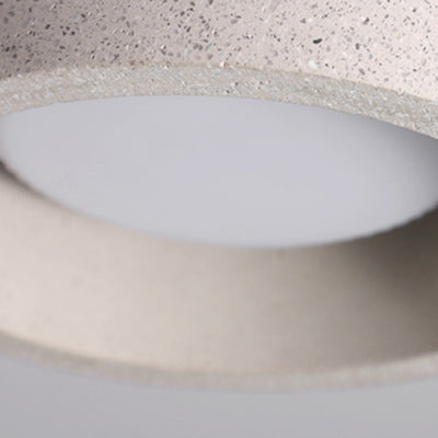 Moderner minimalistischer Zement-Terrazzo-Textur-Zylinder 1-Licht Halbeinbau-Deckenleuchte für Wohnzimmer 