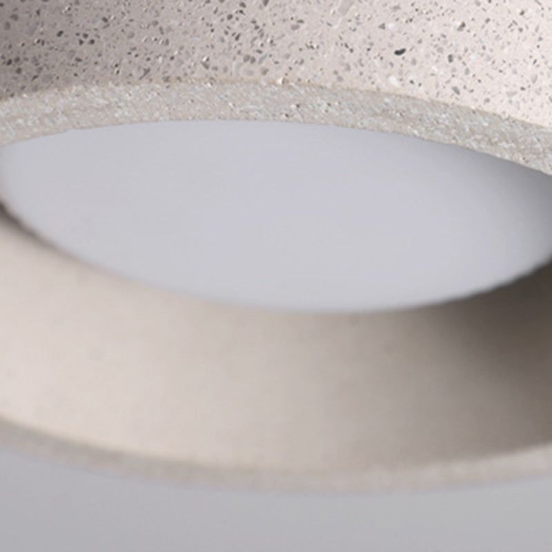 Moderner minimalistischer Zement-Terrazzo-Textur-Zylinder 1-Licht Halbeinbau-Deckenleuchte für Wohnzimmer 