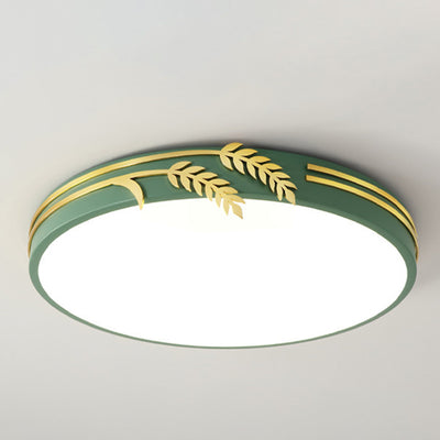 Modern Minimalist Round Wheat Ear Trim Decoration Iron Acrylic LED Flush Mount Ceiling Light For Bedroom