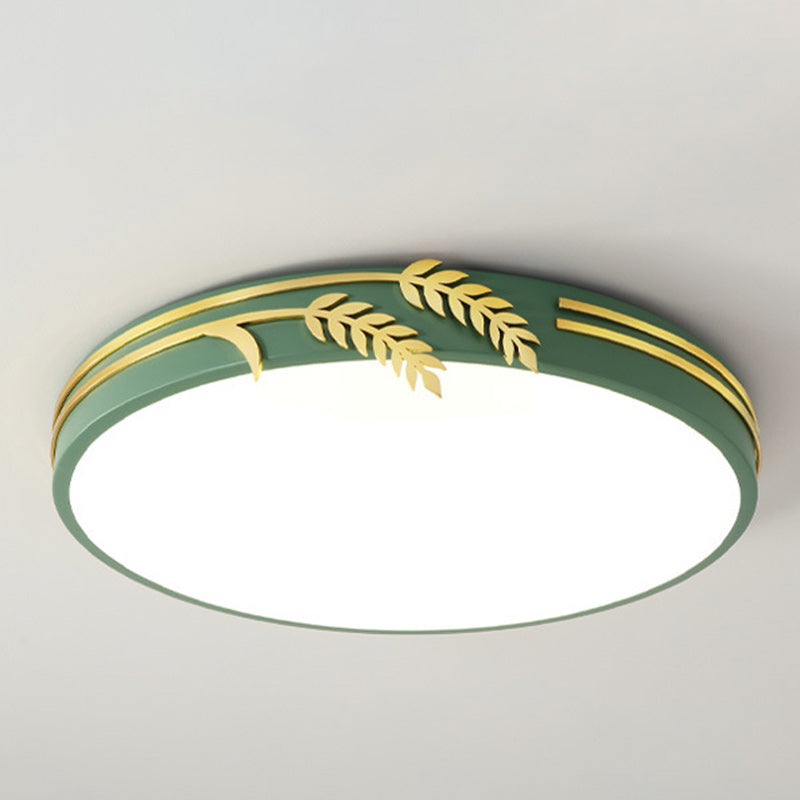 Modern Minimalist Round Wheat Ear Trim Decoration Iron Acrylic LED Flush Mount Ceiling Light For Bedroom